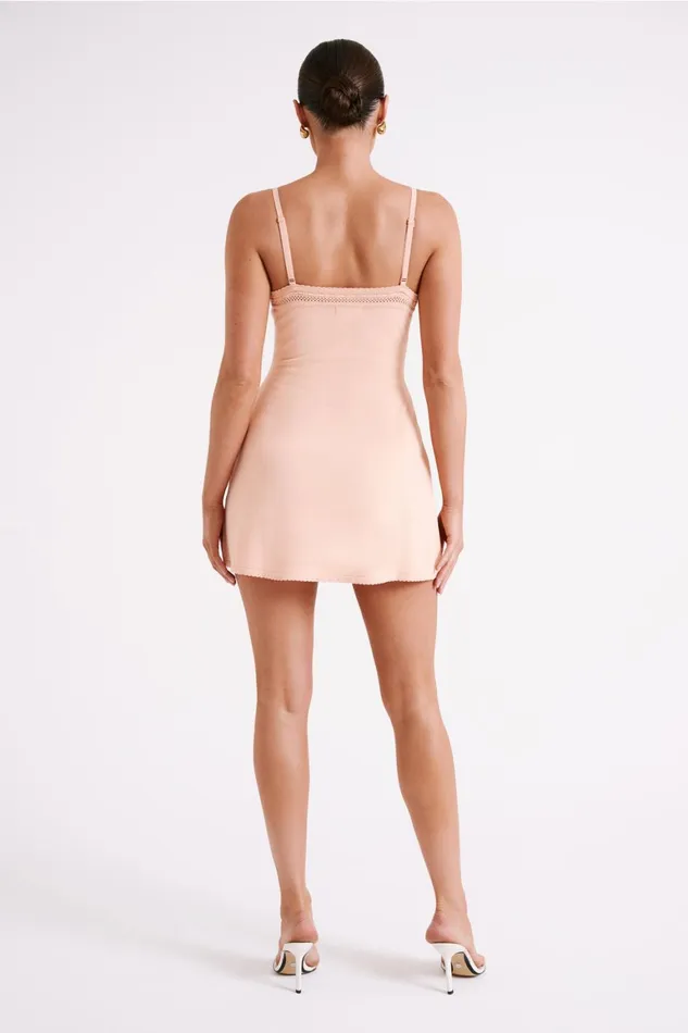 Women Ellis Pointelle Knit Mini Dress 8211 Apricot Apricot Meshki Mini Dresses