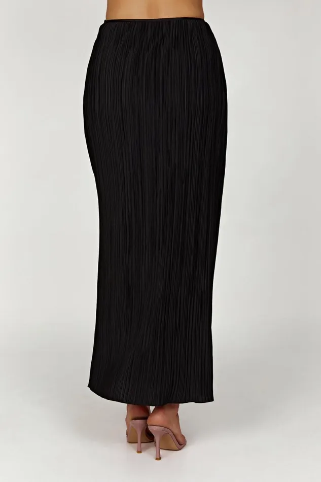 Women Elsie Plisse Maxi Skirt 8211 Black Black Meshki Skirts