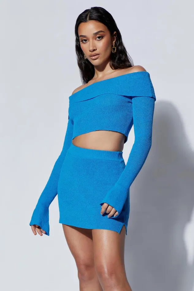 Women Esme Knit Mini Skirt 8211 Azure Blue Azureblue Meshki Skirts Women Esme Knit Mini Skirt 8211 Azure Blue Azureblue Meshki Skirts