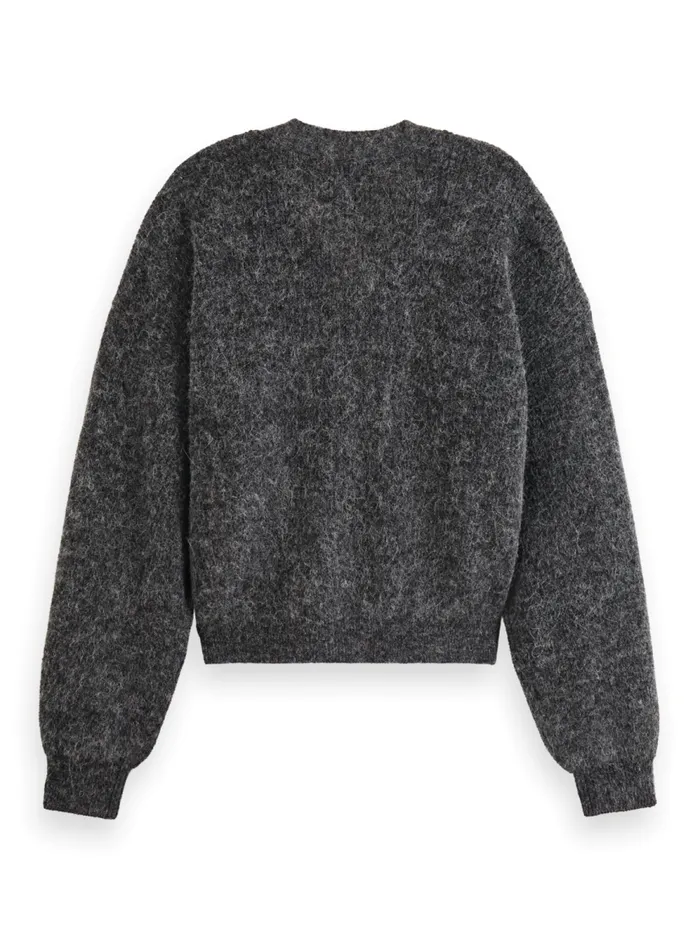 Women Essential FUZZY RELAXED CARDIGAN Charcoal Melange Scotch and Soda Knitwear Women Essential FUZZY RELAXED CARDIGAN Charcoal Melange Scotch and Soda Knitwear