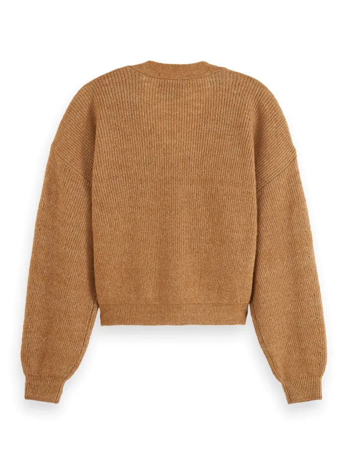Women Essential FUZZY RELAXED CARDIGAN Charcoal Melange Scotch and Soda Knitwear Women Essential FUZZY RELAXED CARDIGAN Charcoal Melange Scotch and Soda Knitwear