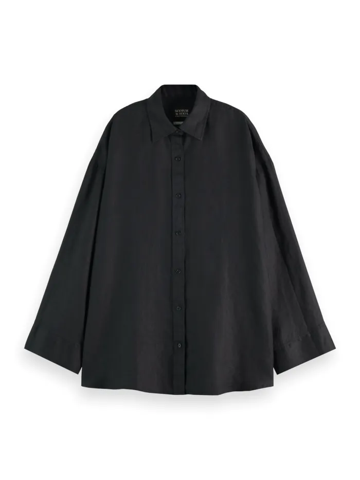 Women Essential LINEN SHIRT Black Scotch and Soda Blouses and Shirts