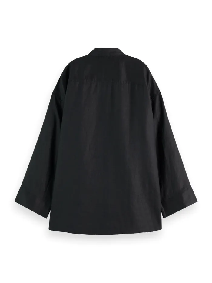 Women Essential LINEN SHIRT Black Scotch and Soda Blouses and Shirts