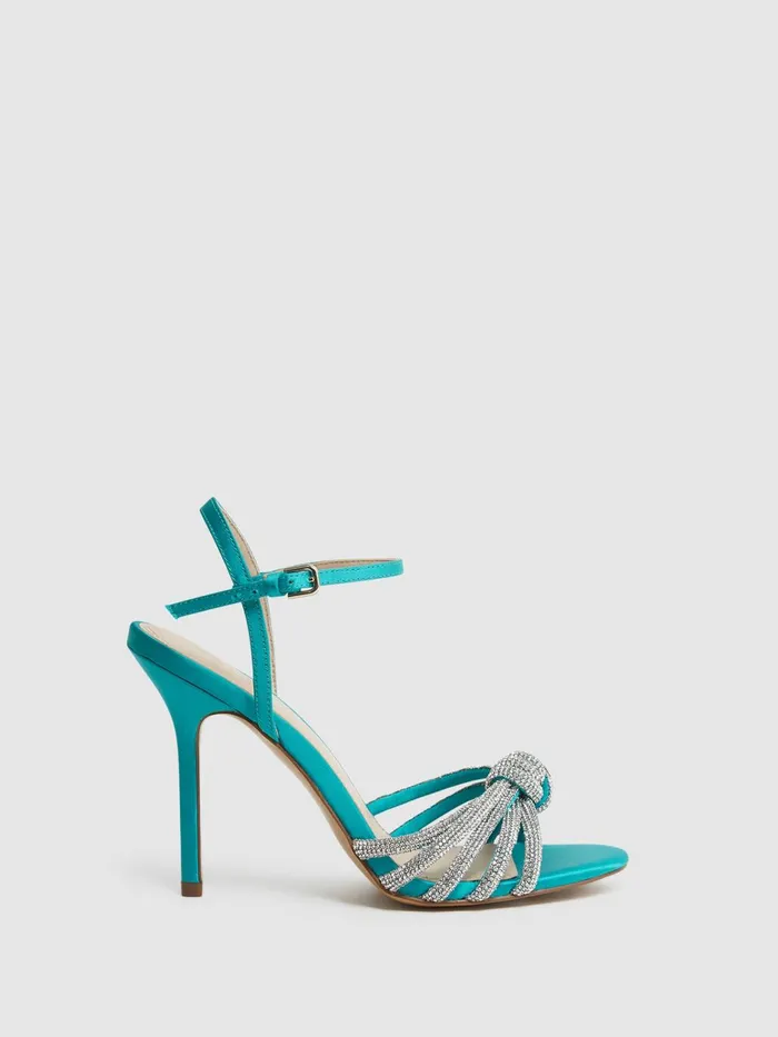 Women Estel Embellished Heeled Sandals Blue Reiss Heels