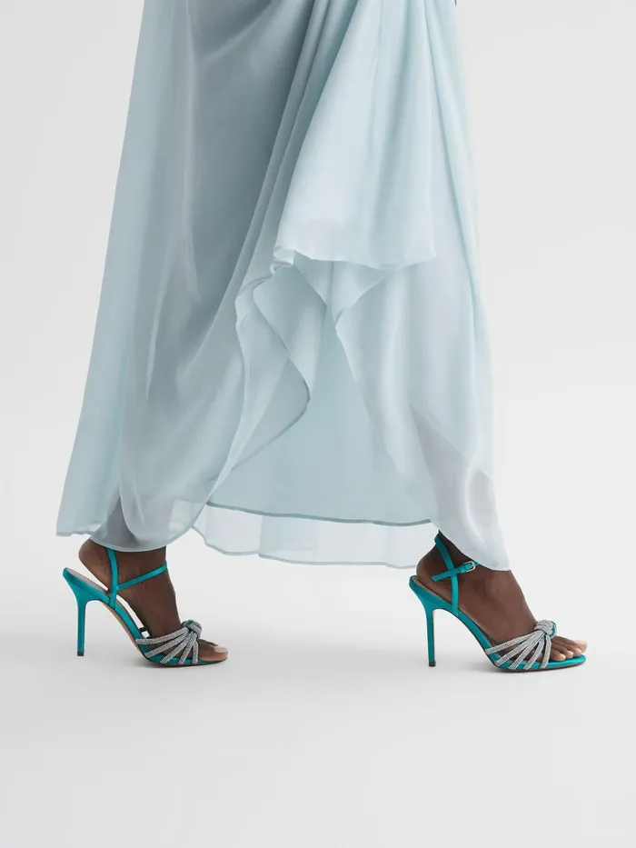 Women Estel Embellished Heeled Sandals Blue Reiss Heels