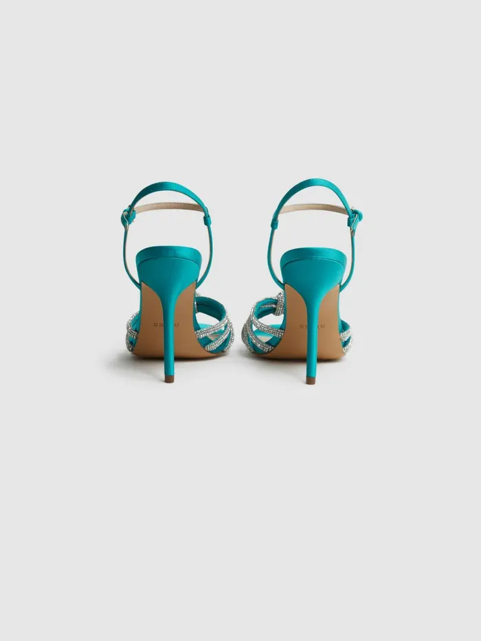 Women Estel Embellished Heeled Sandals Blue Reiss Heels