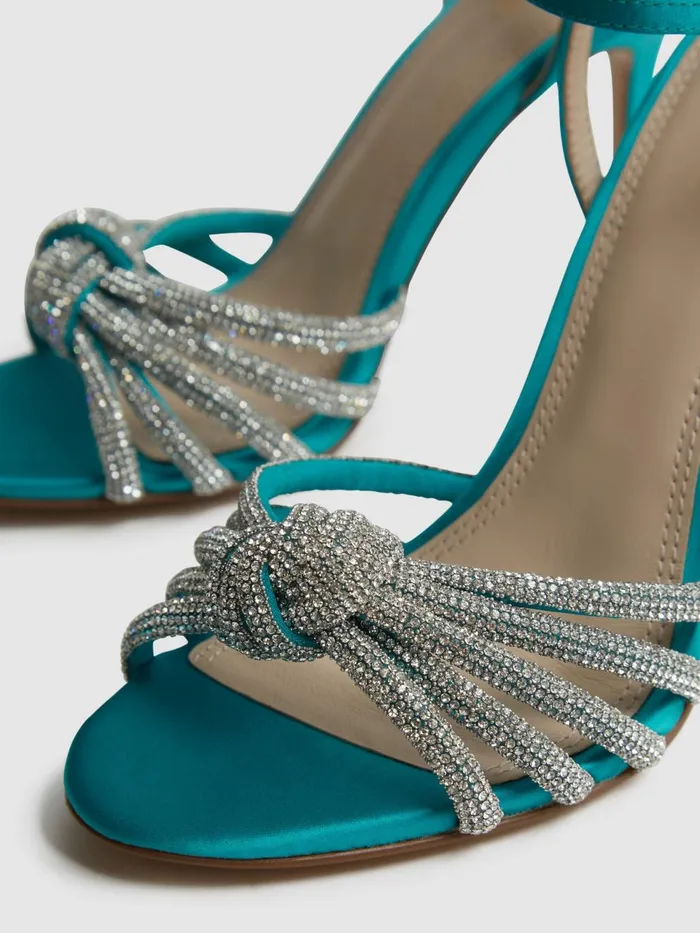 Women Estel Embellished Heeled Sandals Blue Reiss Heels