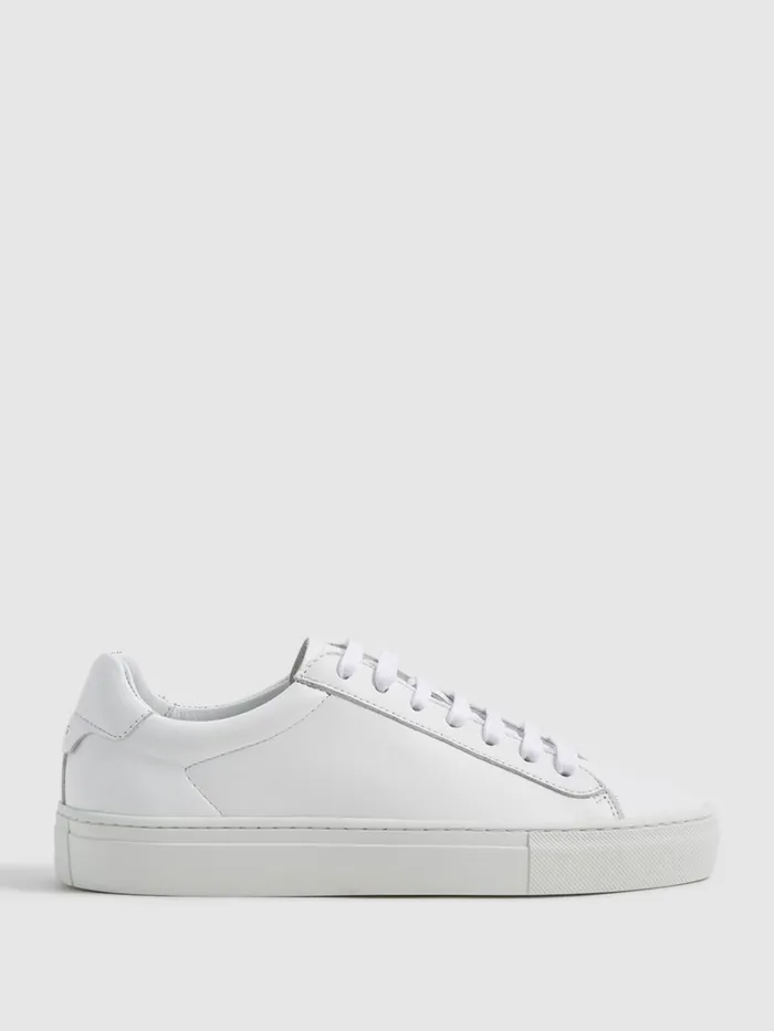 Women Finley LaceUp Leather Trainers Biscuit Reiss Trainers