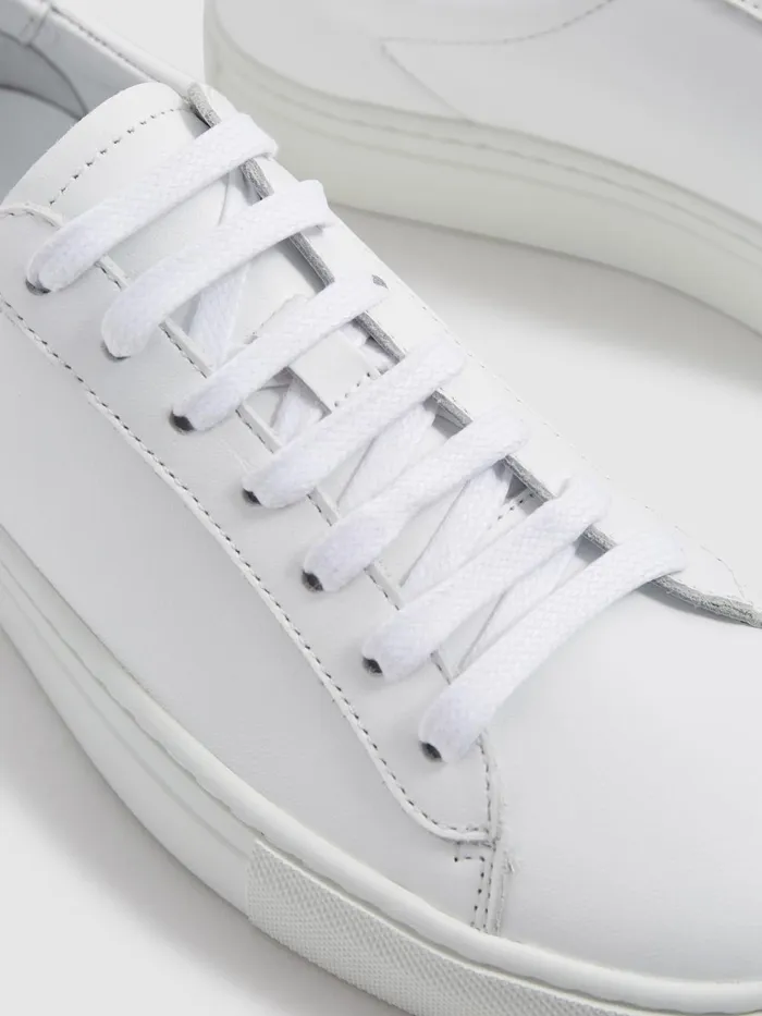 Women Finley LaceUp Leather Trainers Biscuit Reiss Trainers