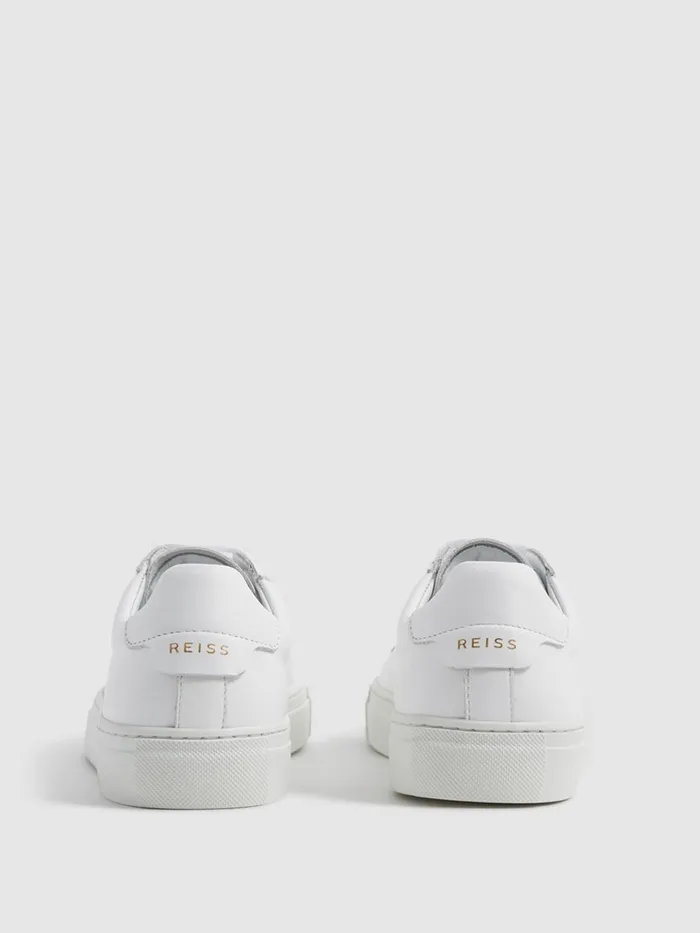 Women Finley LaceUp Leather Trainers Biscuit Reiss Trainers