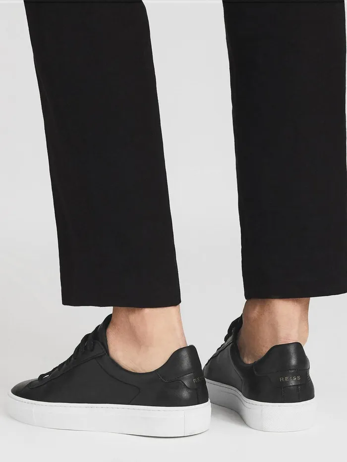 Women Finley LaceUp Leather Trainers Biscuit Reiss Trainers