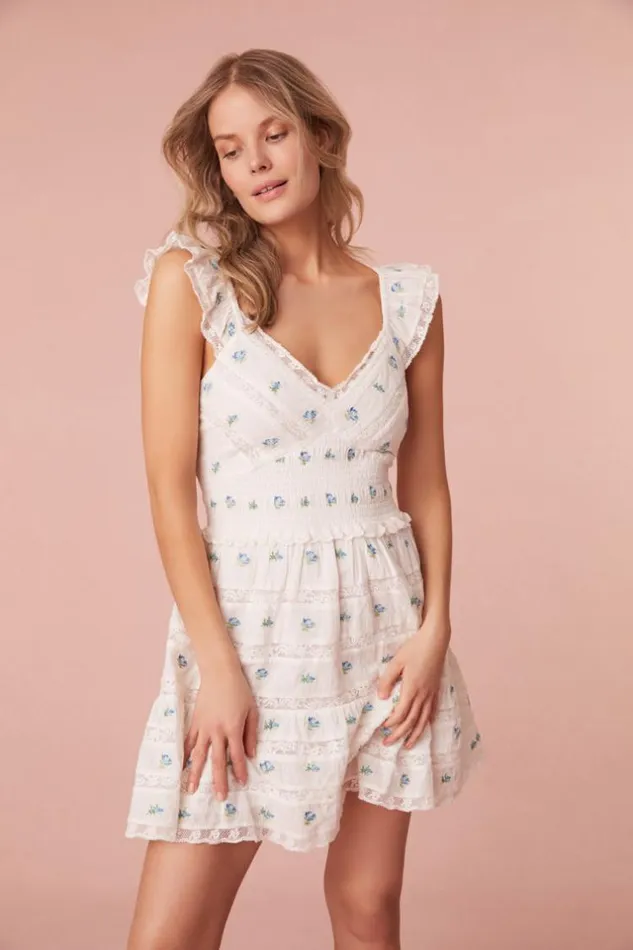 Women Finny Mini Dress Icy Breeze LoveShackFancy Dresses Women Finny Mini Dress Icy Breeze LoveShackFancy Dresses