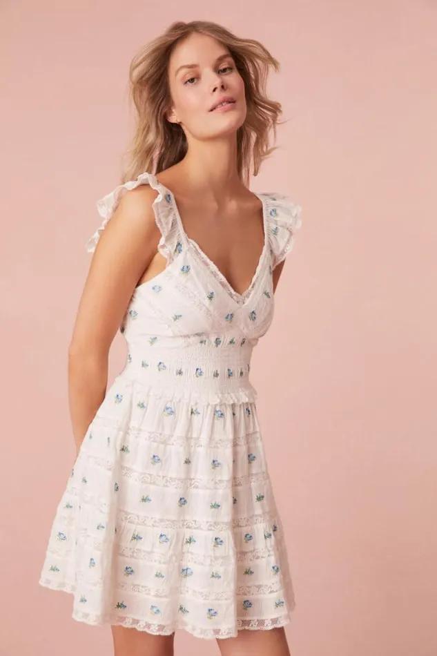 Women Finny Mini Dress Icy Breeze LoveShackFancy Dresses Women Finny Mini Dress Icy Breeze LoveShackFancy Dresses