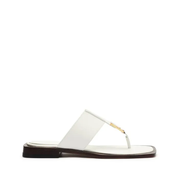 Women Flats Schutz Shoes Salma Leather Flat Sandal White