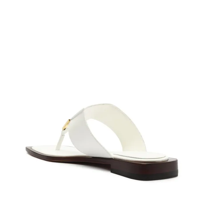 Women Flats Schutz Shoes Salma Leather Flat Sandal White