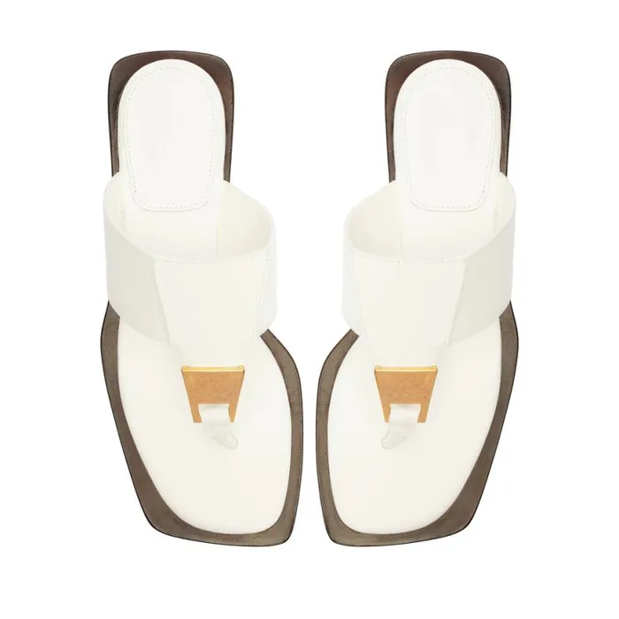Women Flats Schutz Shoes Salma Leather Flat Sandal White