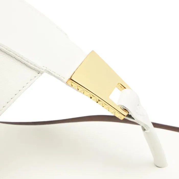 Women Flats Schutz Shoes Salma Leather Flat Sandal White