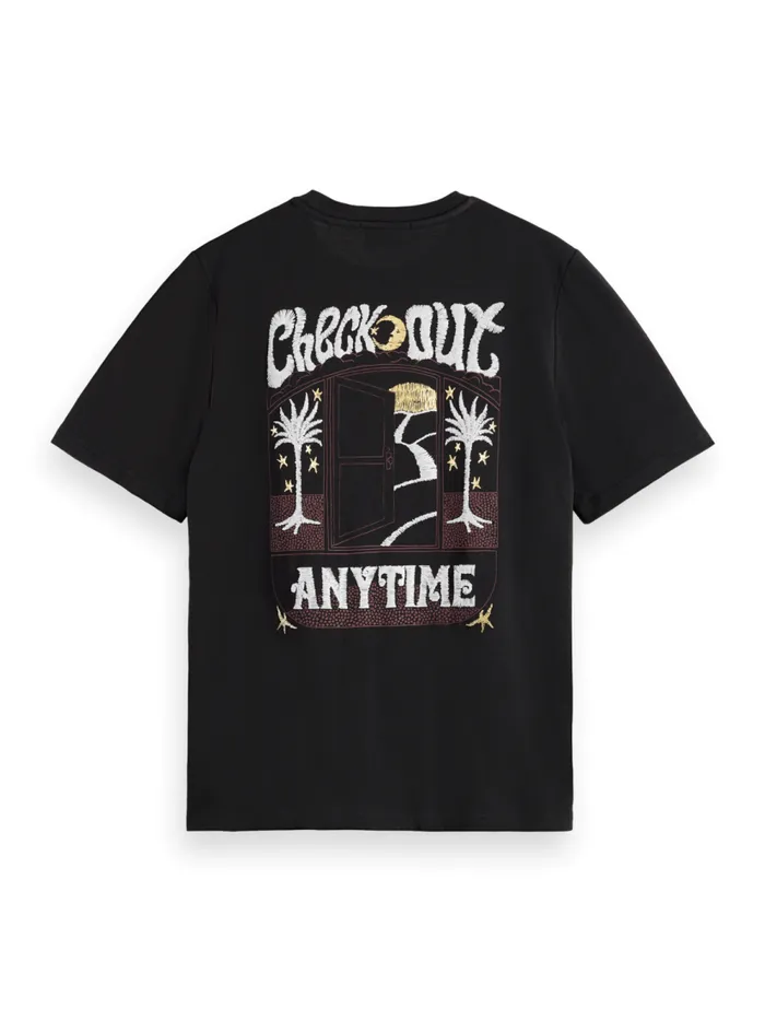 Women FRONT BACK FESTIVE ARTWORK RELAXED FIT TSHIRT Evening Black Scotch and Soda Tops and TShirts Women FRONT BACK FESTIVE ARTWORK RELAXED FIT TSHIRT Evening Black Scotch and Soda Tops and TShirts