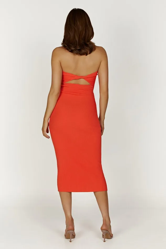 Women Gabrielle Twist Knit Midi Dress 8211 Coral Coral Meshki Midi Dresses