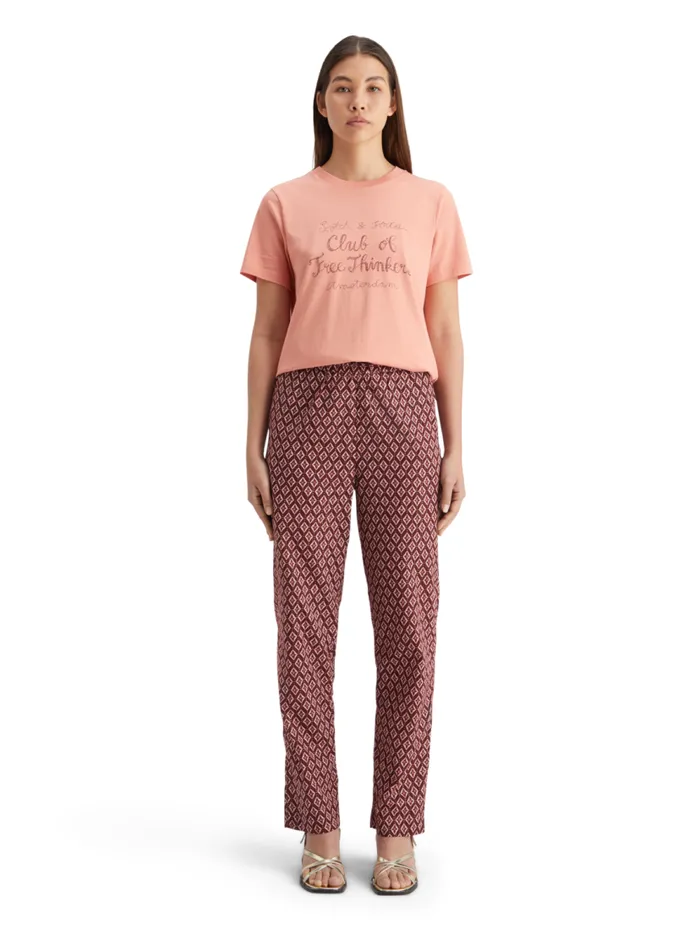 Women Gia Block Print Pull On Pant Geo Flower Bordeaux Scotch and Soda Pants