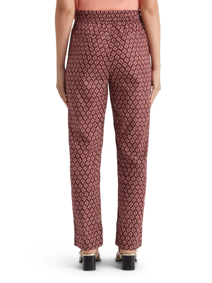 Women Gia Block Print Pull On Pant Geo Flower Bordeaux Scotch and Soda Pants Women Gia Block Print Pull On Pant Geo Flower Bordeaux Scotch and Soda Pants