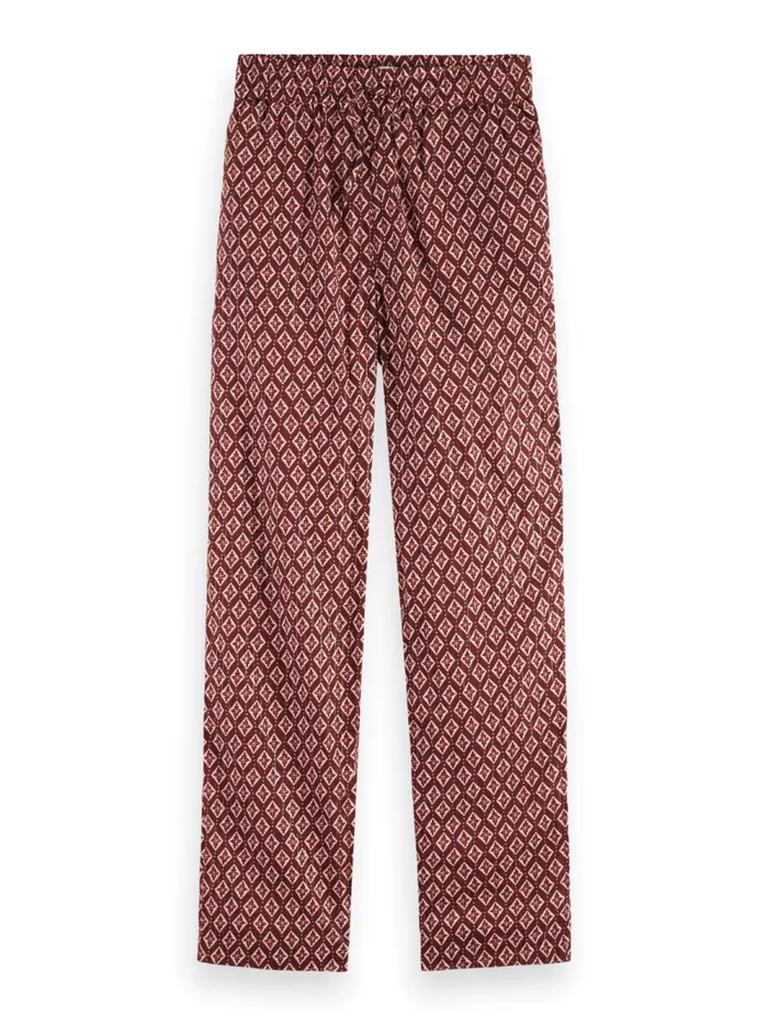 Women Gia Block Print Pull On Pant Geo Flower Bordeaux Scotch and Soda Pants Women Gia Block Print Pull On Pant Geo Flower Bordeaux Scotch and Soda Pants