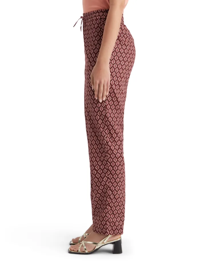 Women Gia Block Print Pull On Pant Geo Flower Bordeaux Scotch and Soda Pants Women Gia Block Print Pull On Pant Geo Flower Bordeaux Scotch and Soda Pants