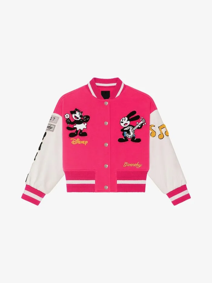 Women Girl 4 To 12 Years Givenchy Oswald Varsity Jacket In Fleece Whitepink