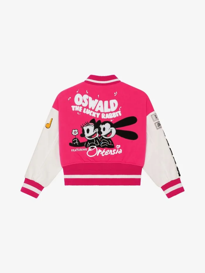 Women Girl 4 To 12 Years Givenchy Oswald Varsity Jacket In Fleece Whitepink