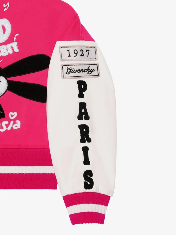Women Girl 4 To 12 Years Givenchy Oswald Varsity Jacket In Fleece Whitepink