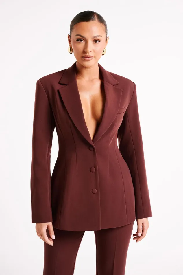 Women Greer Hourglass Suiting Blazer 8211 Dark Chocolate Darkchocolate Meshki Blazers