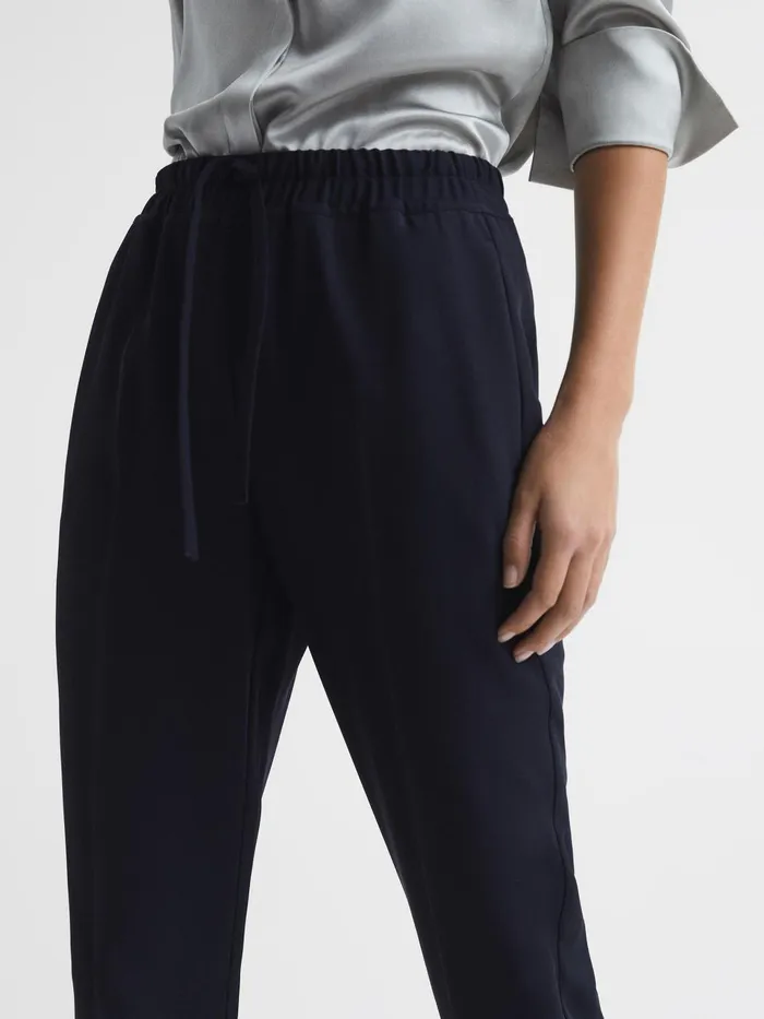 Women Hailey PullOn Tapered Trousers Black Reiss Trousers