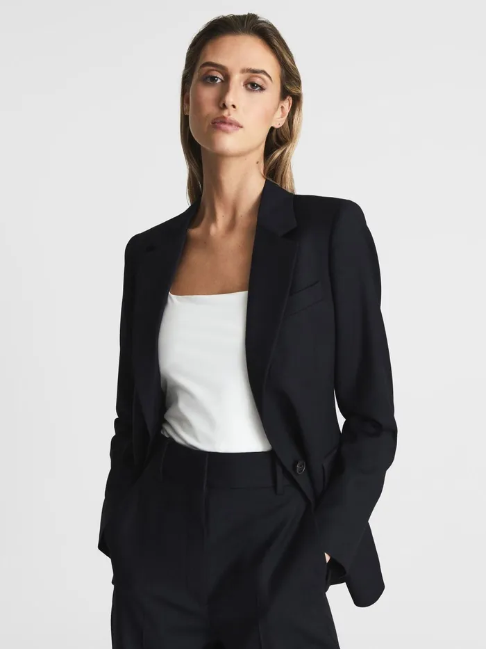 Women Haisley Single Breasted Blazer Black Reiss Suits and Tailoring