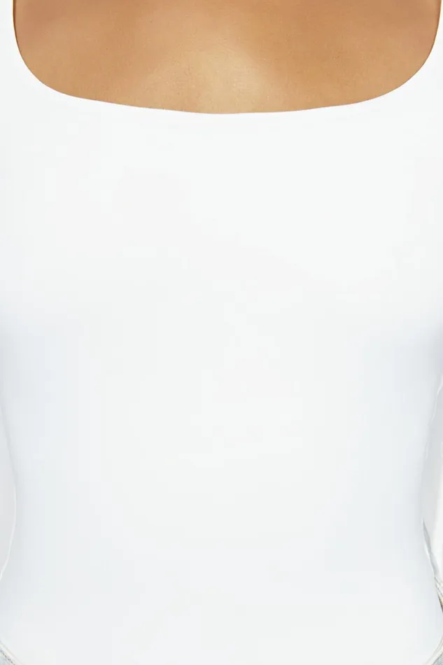 Women Heather Scooped Long Sleeve Top 8211 White White Meshki Basic Tops