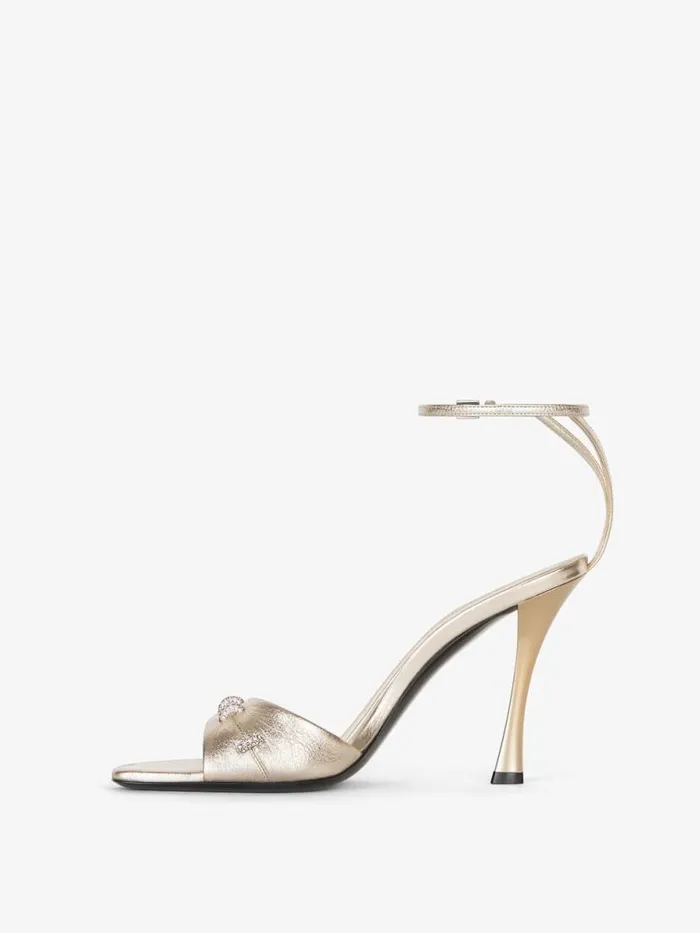 Women Heels Givenchy Stitch Sandals In Laminated Leather With Crystals Dusty Golden Women Heels Givenchy Stitch Sandals In Laminated Leather With Crystals Dusty Golden