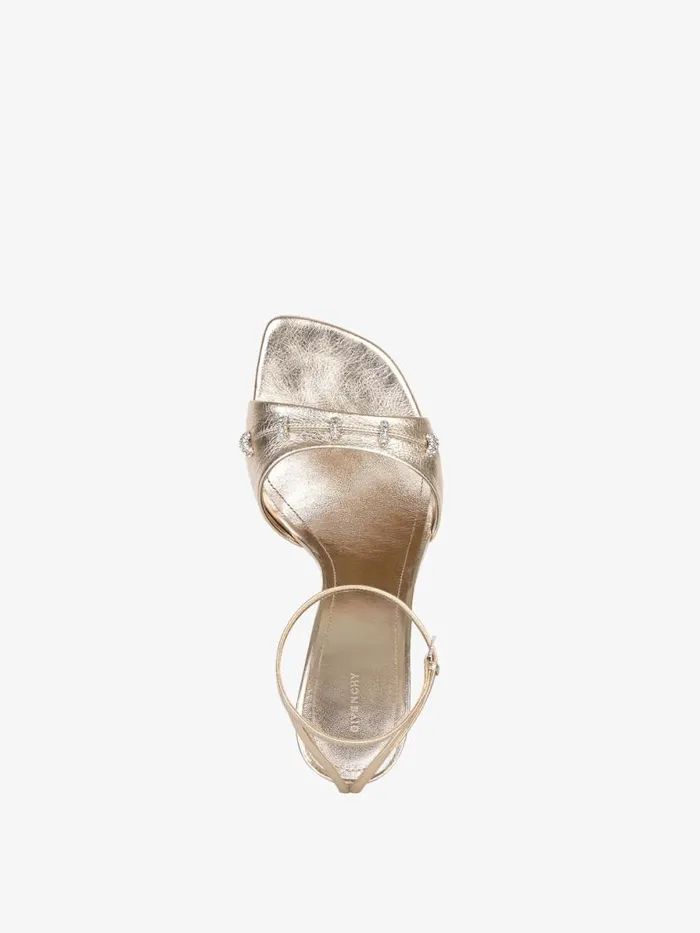 Women Heels Givenchy Stitch Sandals In Laminated Leather With Crystals Dusty Golden Women Heels Givenchy Stitch Sandals In Laminated Leather With Crystals Dusty Golden