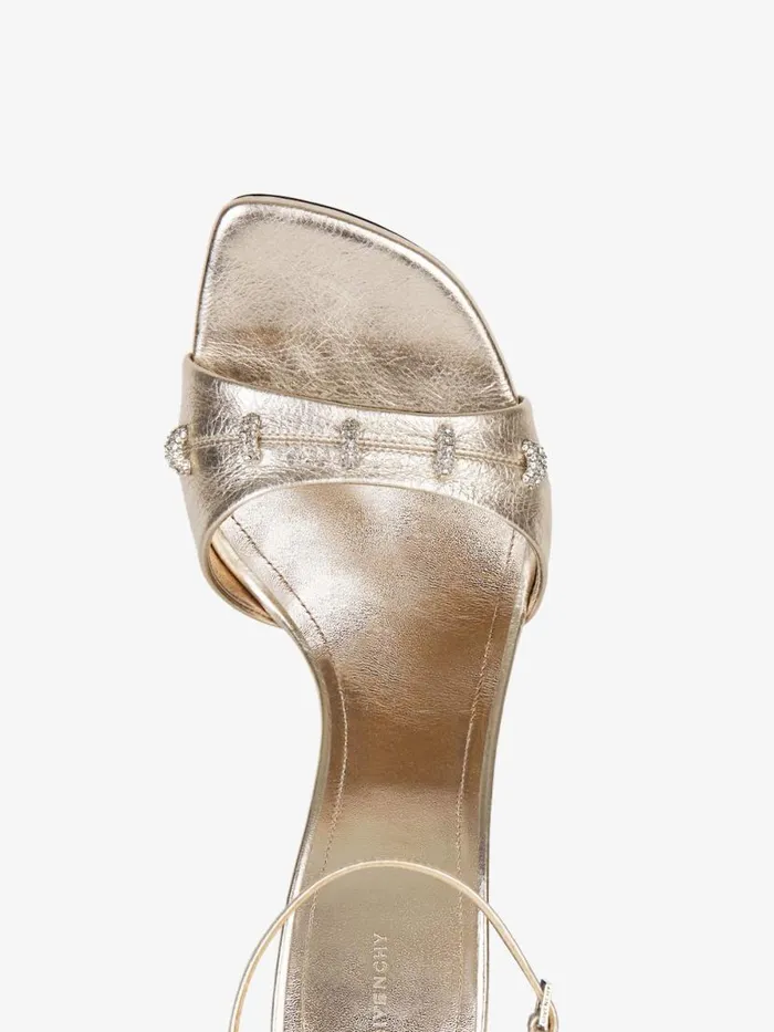 Women Heels Givenchy Stitch Sandals In Laminated Leather With Crystals Dusty Golden Women Heels Givenchy Stitch Sandals In Laminated Leather With Crystals Dusty Golden
