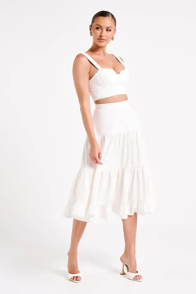 Women Hilaria Cupped Linen Crop Top 8211 White White Meshki Brides Women Hilaria Cupped Linen Crop Top 8211 White White Meshki Brides