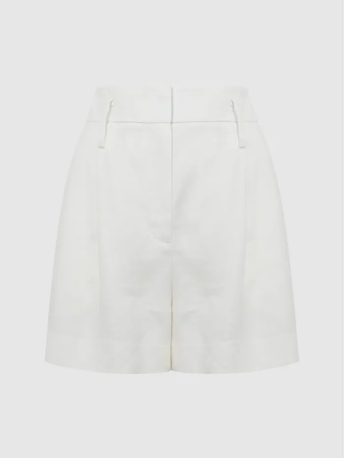 Women Hollie Linen Pleat Front Shorts White Reiss Shorts