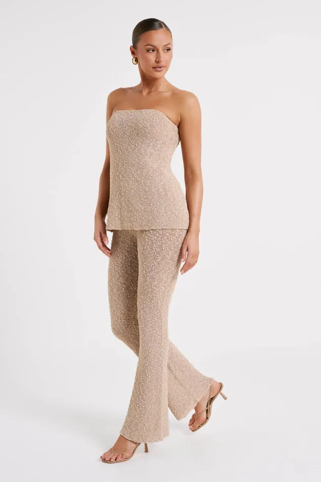 Women Irma Flared Boucle Pants 8211 Wheat Wheat Meshki Pants