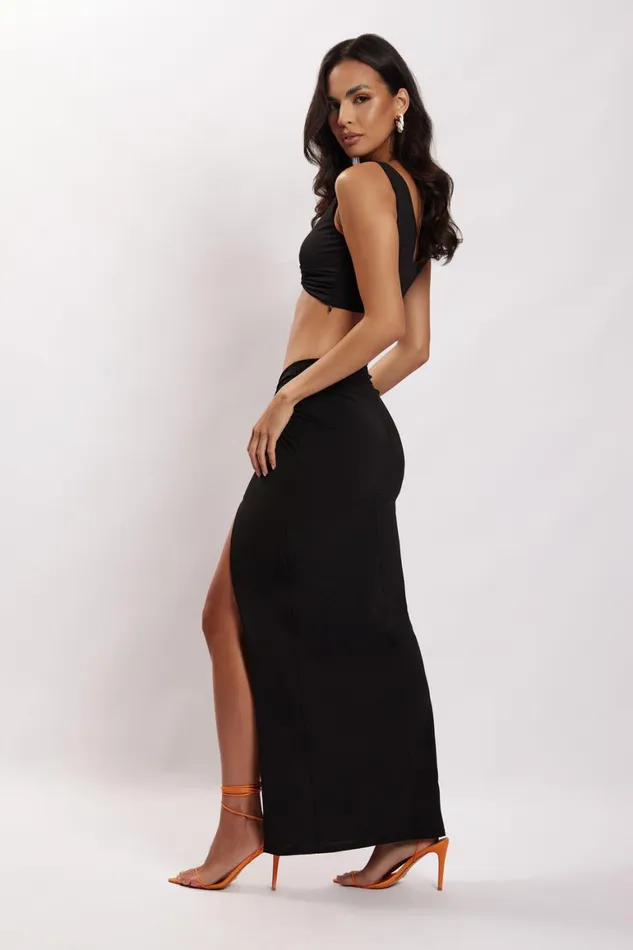 Women Jacqui Side Split Maxi Skirt 8211 Black Black Meshki Skirts Women Jacqui Side Split Maxi Skirt 8211 Black Black Meshki Skirts