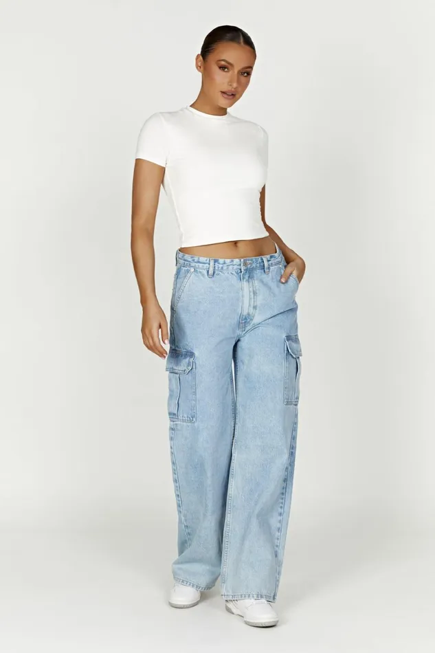 Women Jeanie Longline TShirt 8211 White White Meshki Basic Tops