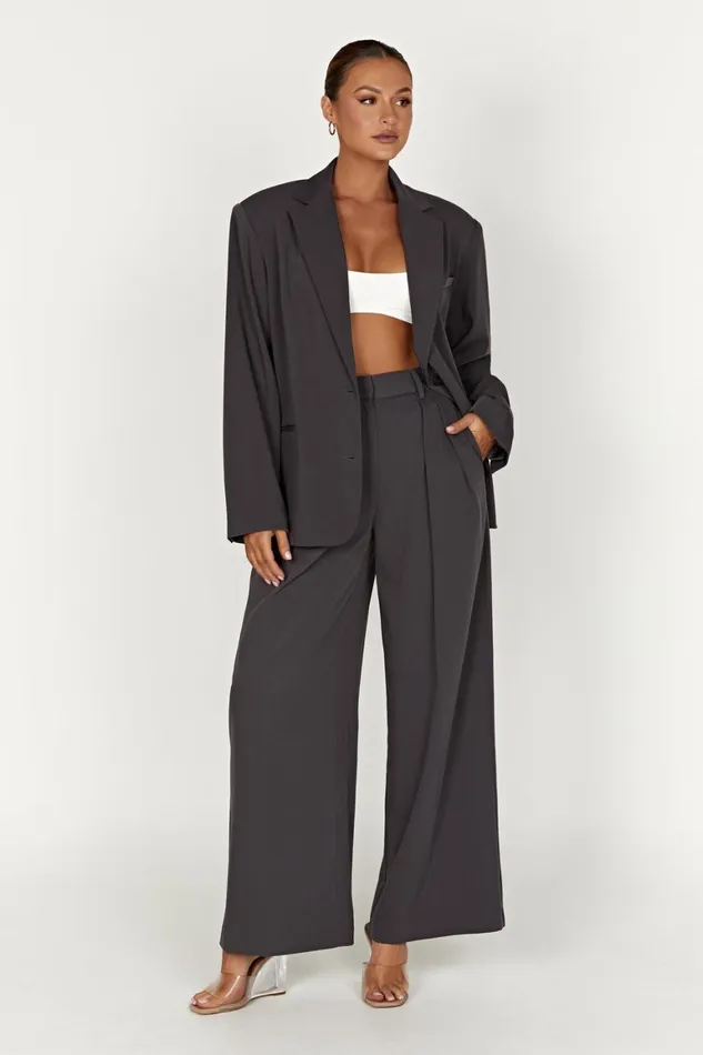 Women Jemima Straight Leg Pants 8211 Charcoal Charcoal Meshki Pants