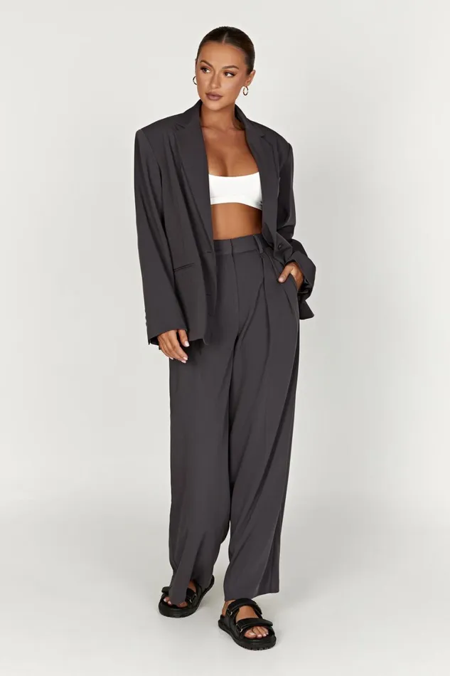 Women Jemima Straight Leg Pants 8211 Charcoal Charcoal Meshki Pants