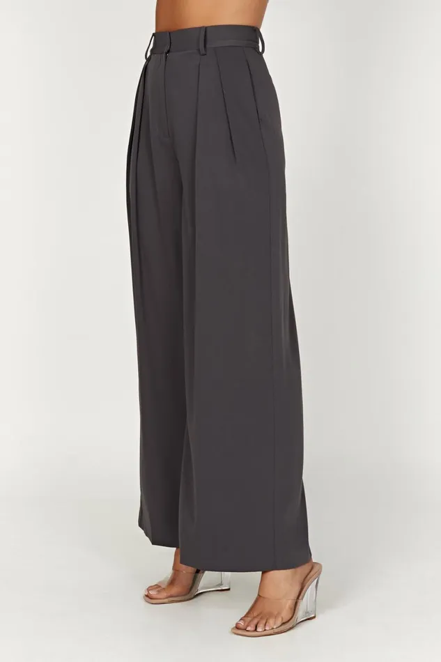 Women Jemima Straight Leg Pants 8211 Charcoal Charcoal Meshki Pants