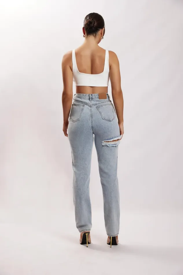 Women Jemma Scoop Neck Super Crop Top 8211 White White Meshki Crop Tops