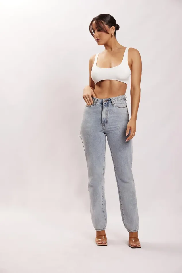 Women Jemma Scoop Neck Super Crop Top 8211 White White Meshki Crop Tops