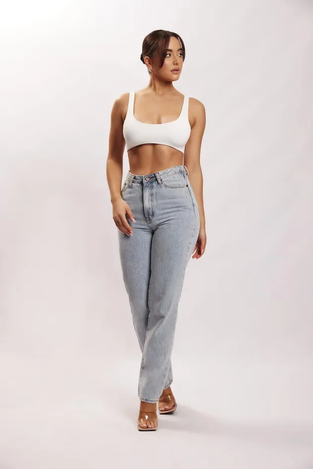 Women Jemma Scoop Neck Super Crop Top 8211 White White Meshki Crop Tops