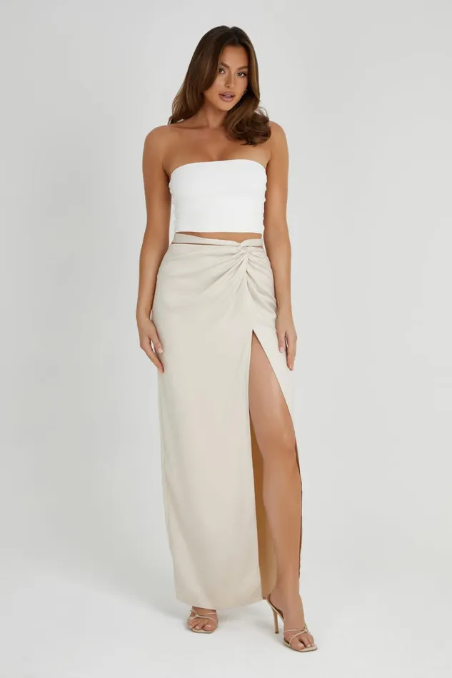 Women Jennifer Twist Maxi Skirt 8211 Ivory Ivory Meshki Skirts