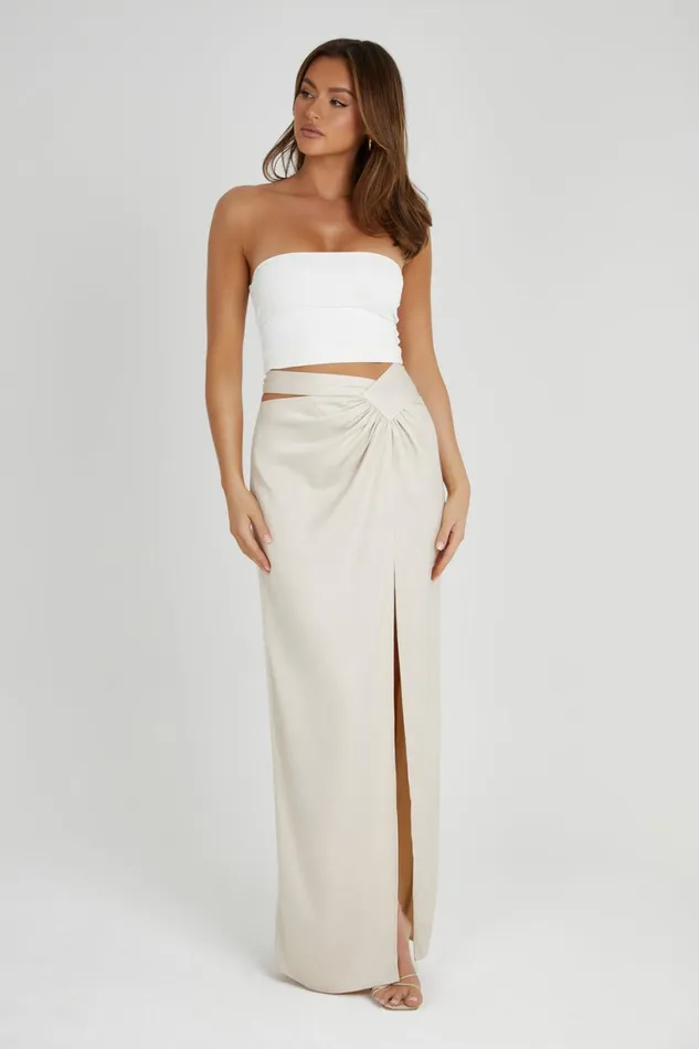 Women Jennifer Twist Maxi Skirt 8211 Ivory Ivory Meshki Skirts
